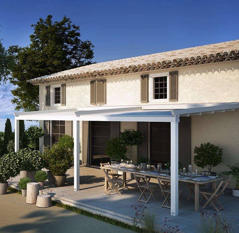 Pergola bianca moderna 1x1 addossata mobile